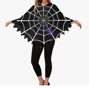 Halloween Spider Web Poncho & Head Piece